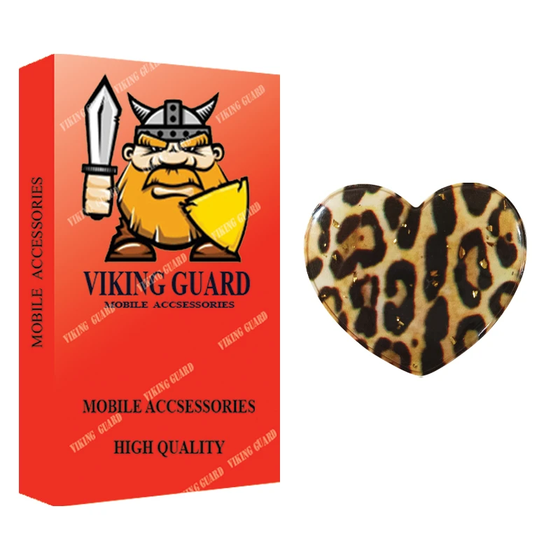 پایه نگهدارنده گوشی موبایل پاپ سوکت وایکینگ قاب مدل قلب طرح پلنگی