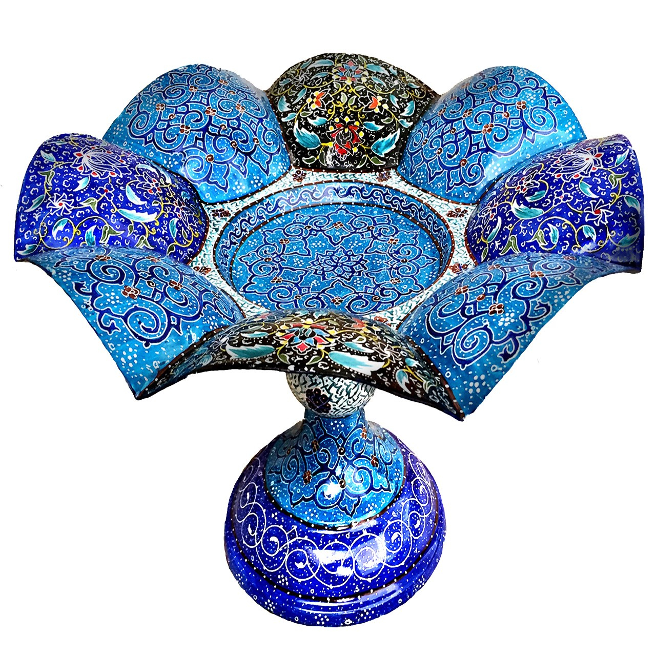 شیرینی خوری میناکاری گالری آسمانی سایز بزرگ طرح گلبرگ لاجورد مدل Conf-2