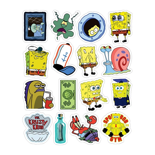 استیکر لپ تاپ توییجین و موییجین طرح باب اسفنجی کد 01 مجموعه 16 عددی