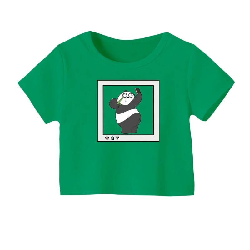 کراپ‌ تی‌شرت آستین کوتاه زنانه مدل خرس 