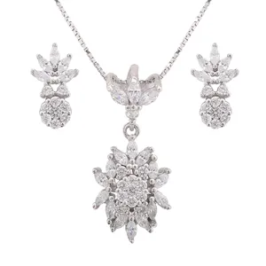 نیم ست نقره زنانه مدل گل کد M3126