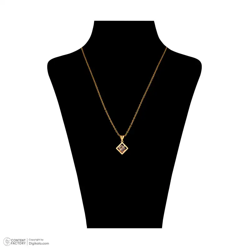 گردنبند طلا 18 عیار زنانه ناریا مدل مکعب رنگ صورتی