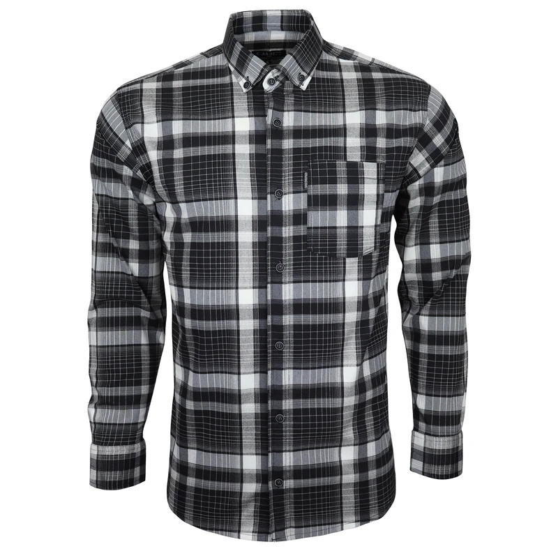 پیراهن آستین بلند یقه برگردان مردانه مدل چهارخانه کش جیبدار کلاسیک 3