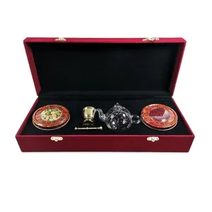 زعفران گل سرخ - 4.60 گرم به همراه هاون و قوری و هل - 15 گرم