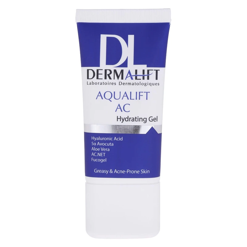 ژل آبرسان صورت درمالیفت مدل AQUALIFT AC مناسب برای پوست‌های چرب و جوشدار حجم 50 میلی لیتر