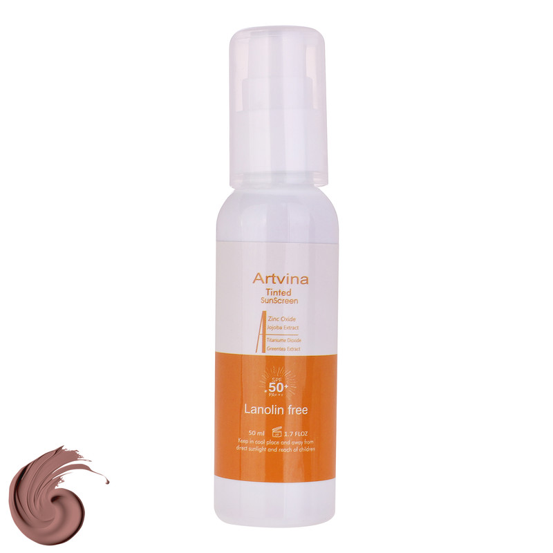 کرم ضد آفتاب رنگی آرت وینا SPF 50 مدل زینک اکساید محافظ UVA ، UVB مناسب انواع پوست حجم 50 میلی لیتر