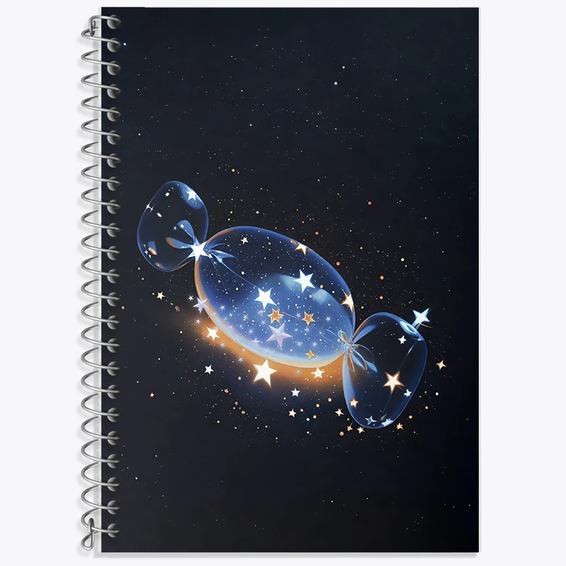 دفتر زبان 50 برگ خندالو مدل دو خط طرح آبنبات کهکشانی کد F8248