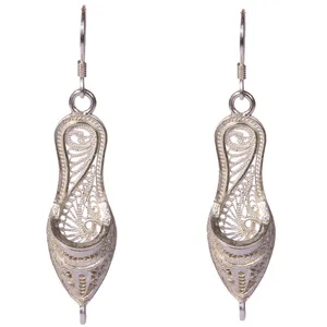 گوشواره نقره ملیله طرح چارق کد RM16