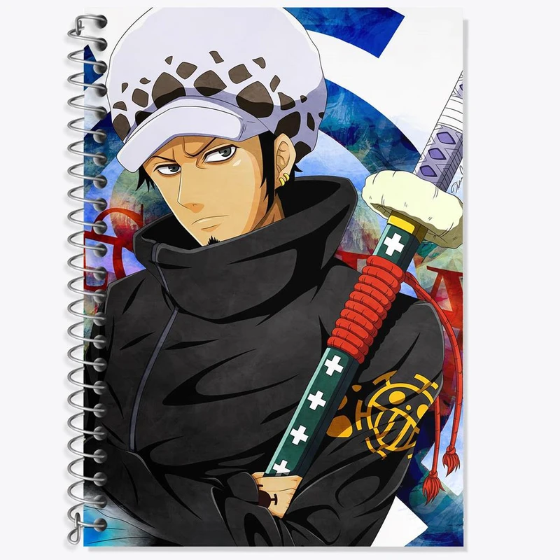 دفتر زبان 50 برگ خندالو مدل سه خط طرح ترافلگر انیمه وان پیس One Piece کد 17261