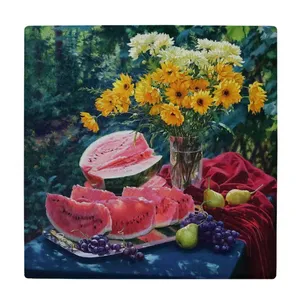 زیر لیوانی  طرح گلدان گل و میوه ها کد    6104591_5376