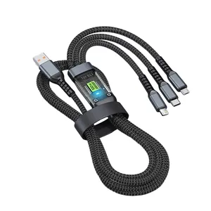 کابل تبدیل USB به microUSB / USB-C / لایتنینگ توزو مدل 3IN1 100W طول 1.2 متر 