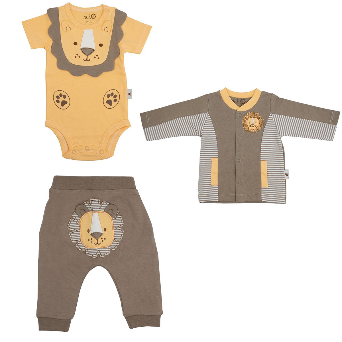 ست 3 تکه لباس نوزادی نیلی مدل lion s 2022 -  - 1