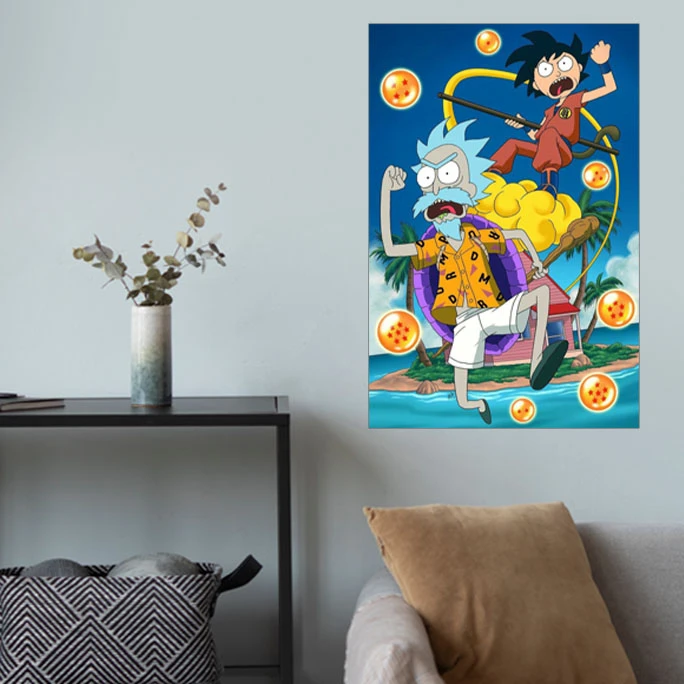پوستر گوفی مدل ریک و مورتی و دراگون بال طرح Rick and Morty Dragon Ball Z کد DBZ32