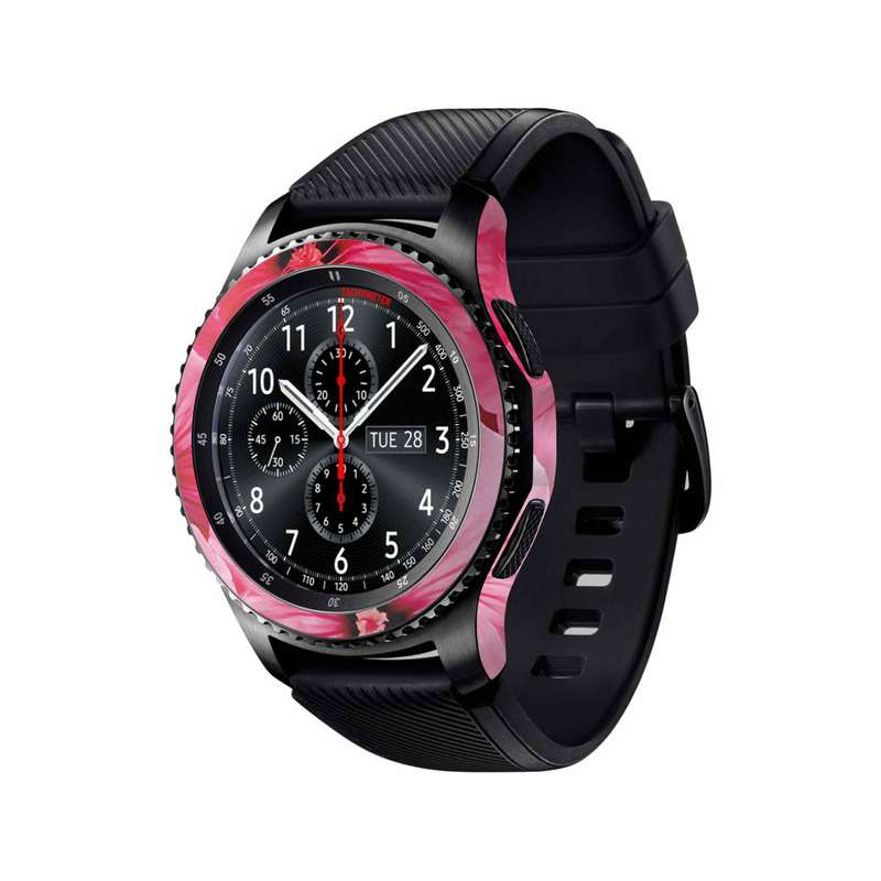 برچسب ماهوت طرح Pink-Flower مناسب برای ساعت هوشمند سامسونگ Galaxy Gear S3 Frontier