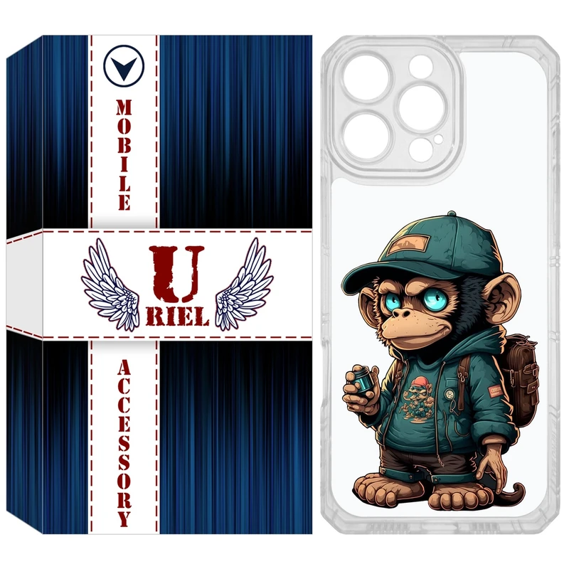 کاور یوریل مدل Clear کد 36 طرح میمون مناسب برای گوشی موبایل اپل iPhone 16 Pro Max