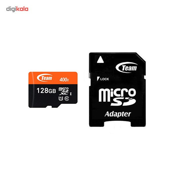 کارت حافظه microSDXC تیم گروپ کلاس 10 استاندارد UHS-I U1 سرعت 400X همراه با آداپتور SD ظرفیت 128 گیگابایت