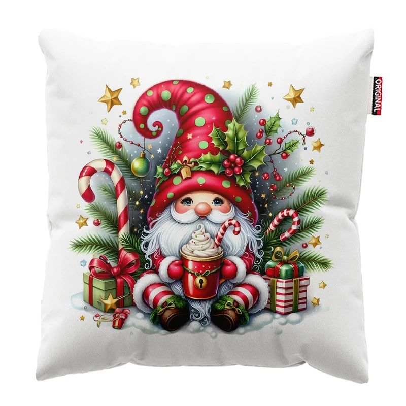 کوسن پاد آفرین مدل زمستان طرح دهکده برفی کد PK402593 سایز 40*40 سانتی متر 