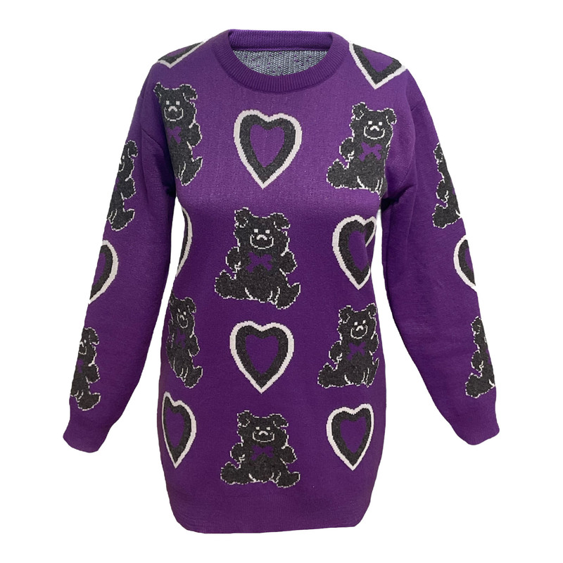 تونیک بافت زنانه مدل خرس و قلب