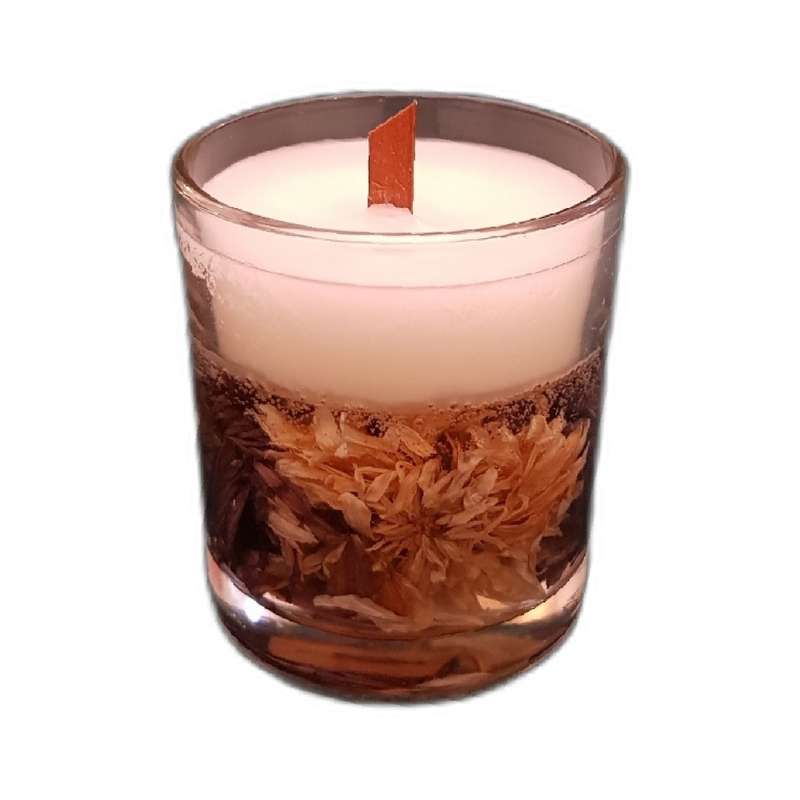 شمع لیوانی مدل دو طبقه طرح گل داوودی