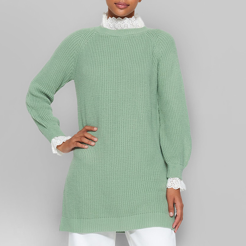 پلیور یقه ایستاده زنانه مدل 670700943 طرح ترندیول