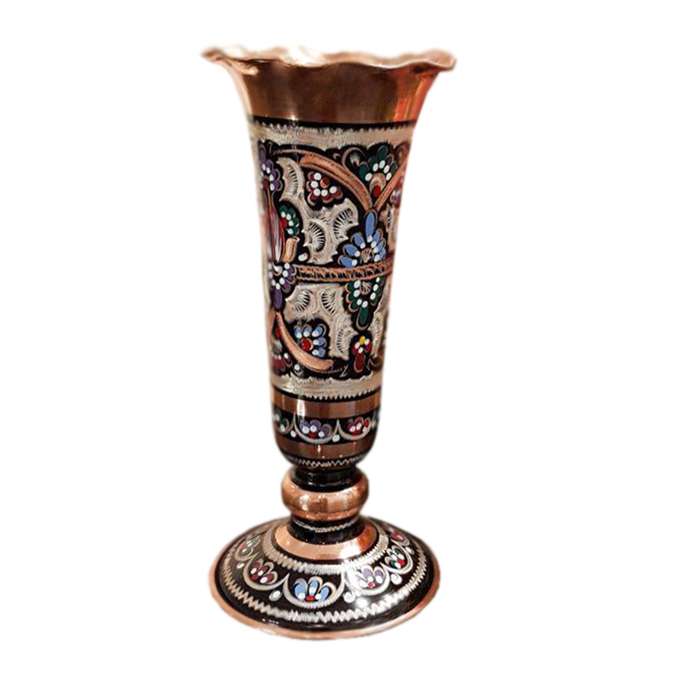 گلدان میناکاری مسی مدل لب شیپوری کد 130