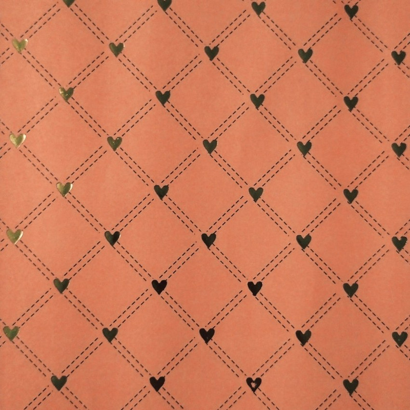 کاغذ کادو مدل قلب و خط طرح طلاکوب بسته 6 عددی