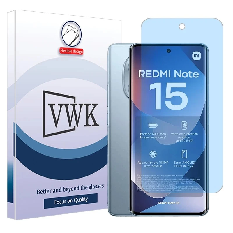 محافظ صفحه نمایش آنتی بلو وی دبلیو کی مدل هیدروژلی مناسب برای گوشی موبایل شیائومی Redmi Note 15 4G