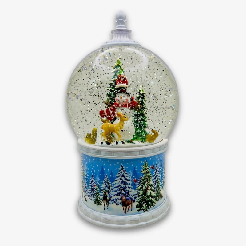 گوی موزیکال مدل پمپی مجسمه چرخشی آدم برفی طرح کریسمس کد RP4198