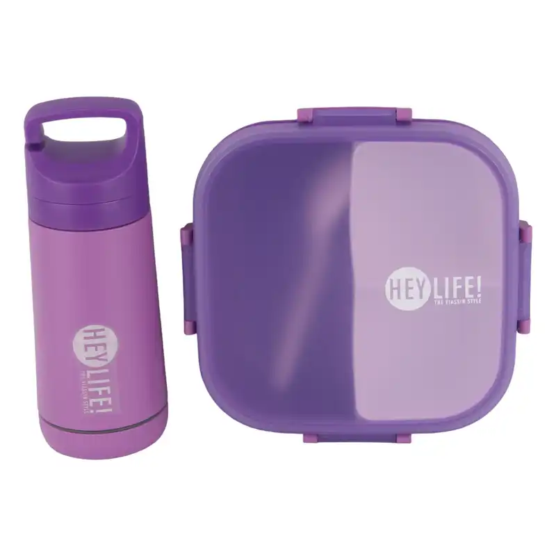 ظرف غذای کودک مدل HEY LIFE به همراه قمقمه