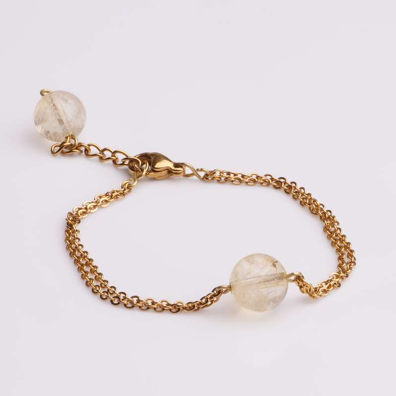 دستبند دخترانه مدل سنگ سیترین کد 10 دستبند دخترانه مدل سنگ سیترین کد 10