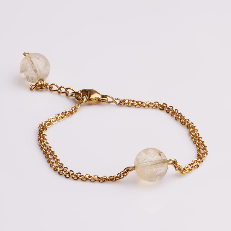 دستبند دخترانه مدل سنگ سیترین کد 10 دستبند دخترانه مدل سنگ سیترین کد 10