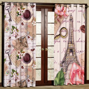 پرده مدل برج ایفل مخمل پانچی کد 1347 سایز 140x280 سانتی متر