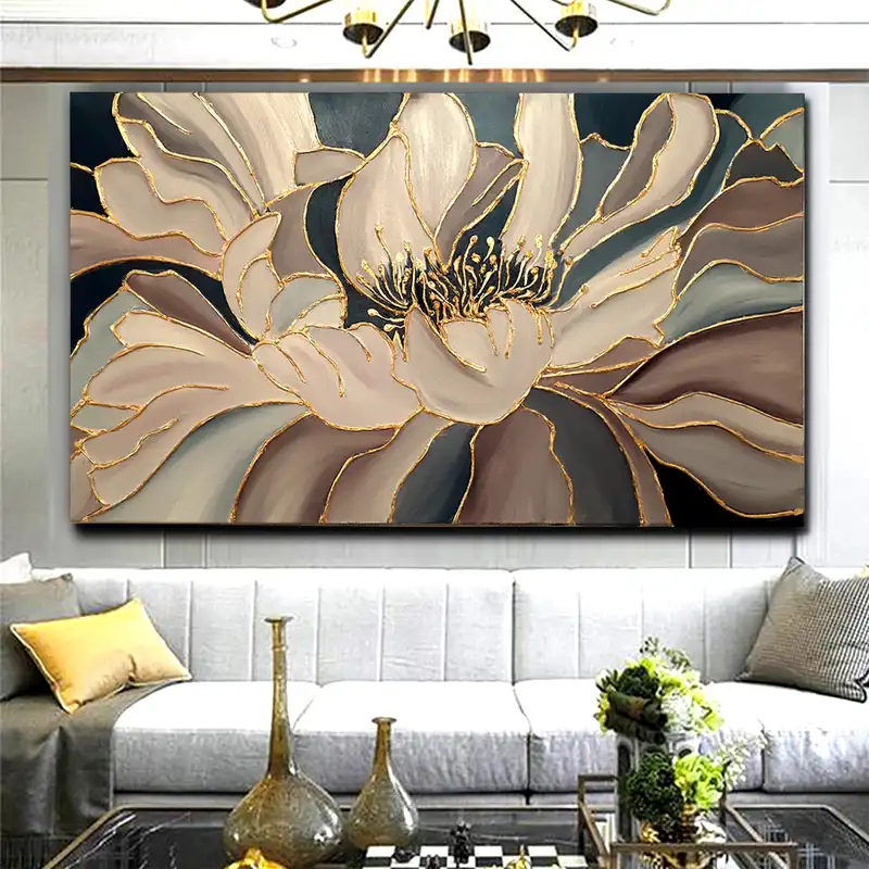 تابلو نقاشی ورق طلا مدل نقش برجسته گل کد 0116