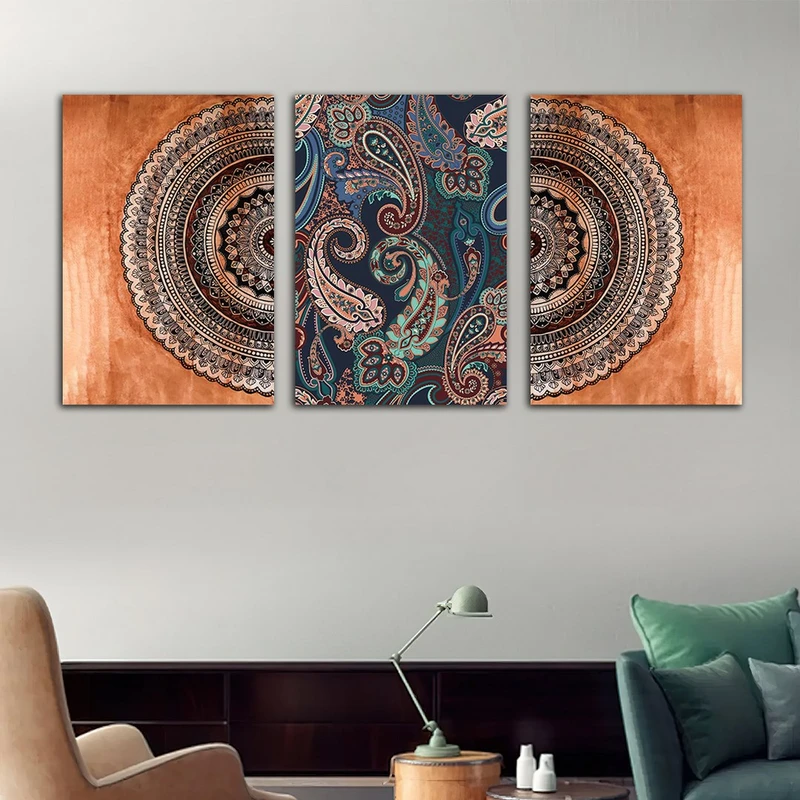 تابلو شاسی بکلیت طرح نقاشی سنتی ایران ترمه مدل SH-704 مجموعه 3 عددی