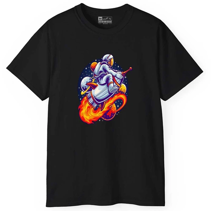 تی شرت آستین کوتاه مردانه پاد آفرین مدل اسپرت طرح فضانورد کد 0916