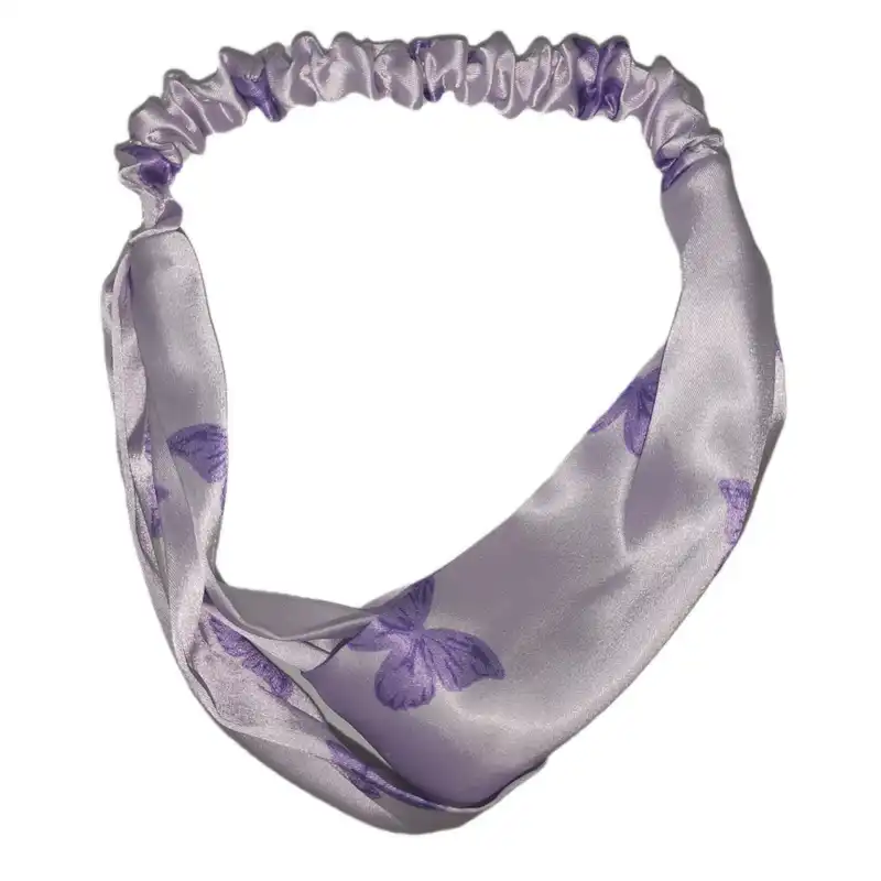 هدبند زنانه مدل گره ای ساتن ابریشم طرح پروانه