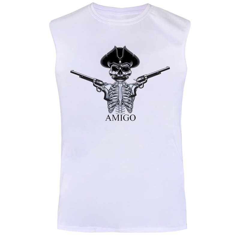 تاپ مردانه مدل اسکلت کد BA4 رنگ سفید