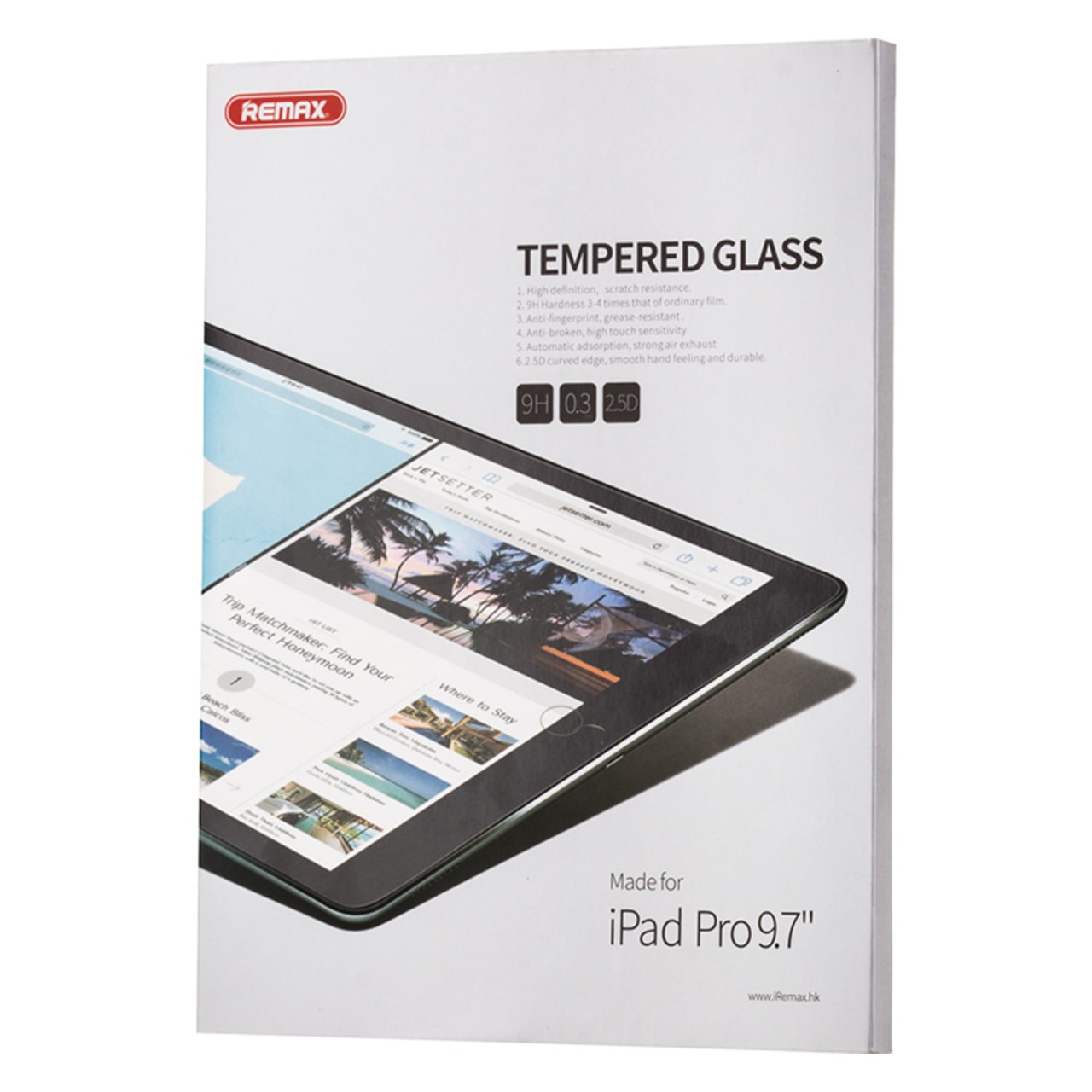 محافظ صفحه نمایش شیشه ای ریمکس مدل Tempered Glass 2.5D مناسب برای  آیپد 9.7 پرو