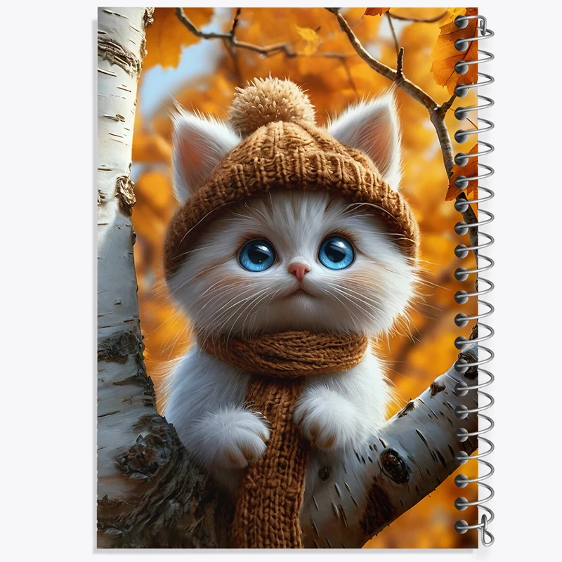 دفتر ژورنال نویسی 50 برگ خندالو مدل نقطه ای طرح گربه کیوت کد N5054