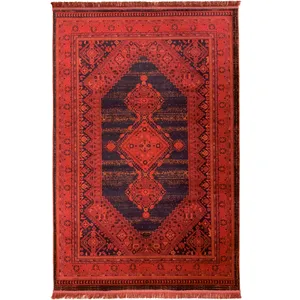 فرش ماشینی 500 شانه لک لک  زمینه لاکی حاشیه لاکی مدل 008