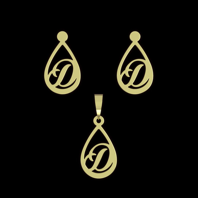 نیم ست طلا 18 عیار زنانه مدوپد مدل حرف D کد NA11182