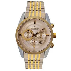 ساعت مچی عقربه‌ای مردانه رومانسون مدل بندفلزی ضدآب کرنوگراف سه موتور تاریخ شمار کد GL