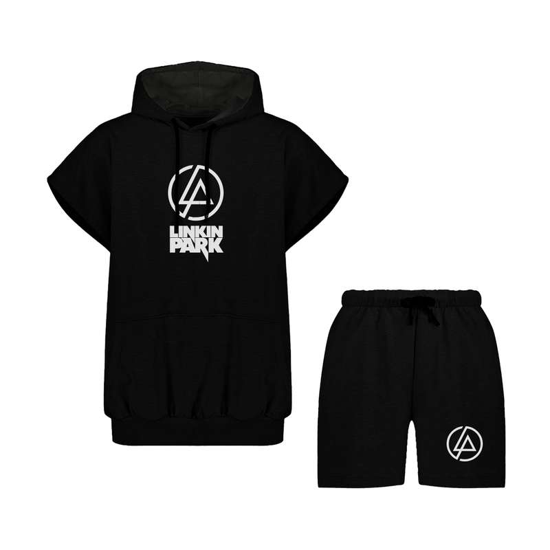 ست تیشرت کلاهدار و شلوارک مردانه مدل linkin park