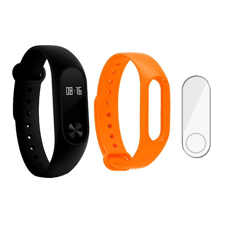 مچ بند هوشمند شیائومی مدل Mi Band 2 به همراه گلس و بند مچ بند شیاومی