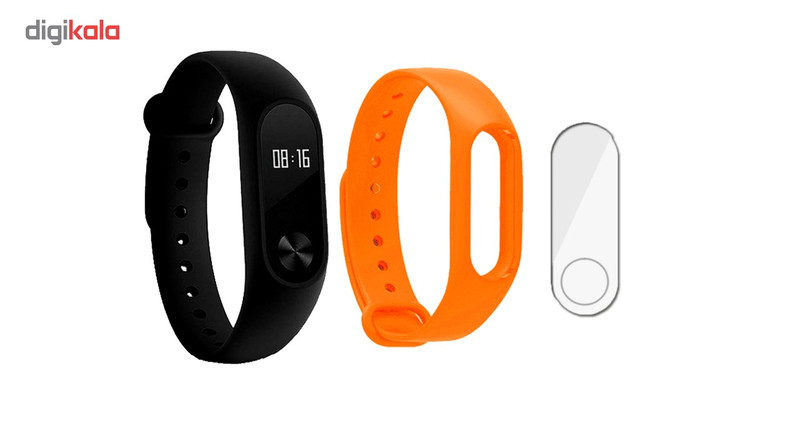مچ بند هوشمند شیائومی مدل Mi Band 2 به همراه گلس و بند مچ بند شیائومی
