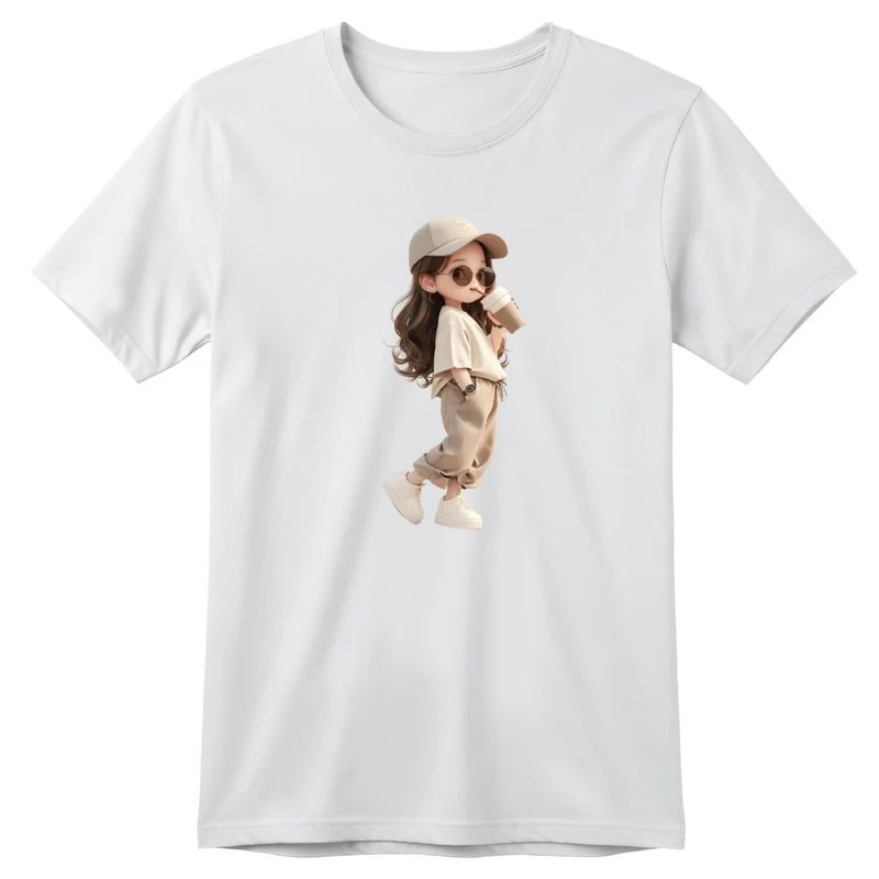 تی‌شرت آستین کوتاه بچگانه مدل دخترک اسپرت کد v3 