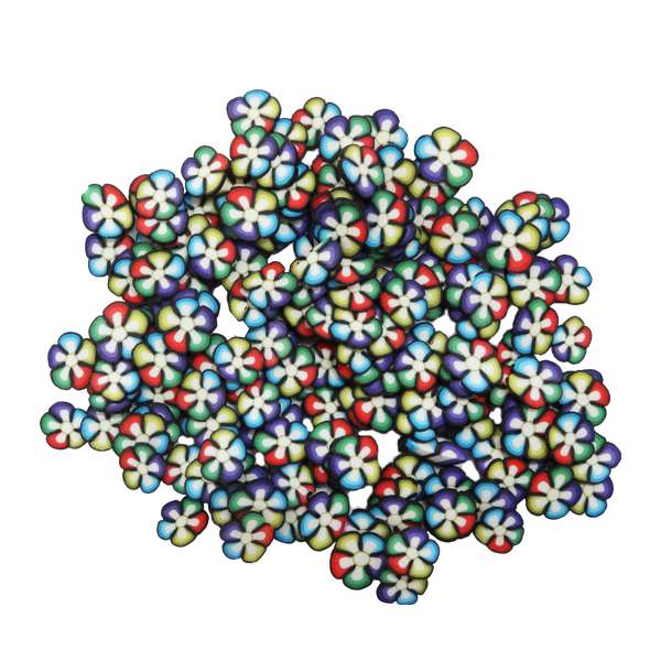 مهره دستبند مدل فیمو طرح گل رنگین کمان مجموعه 150 عددی