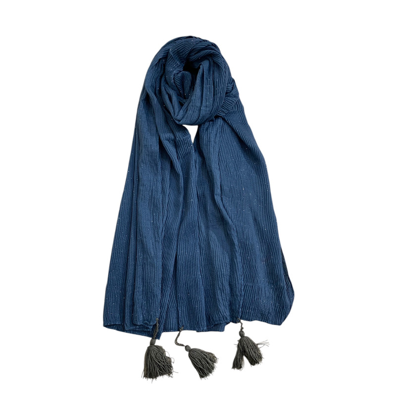 شال زنانه مدل پلیسه اکلیلی شاین‌دار کد 0020