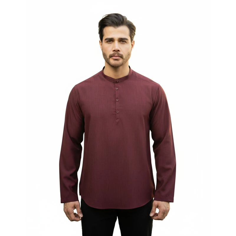 پیراهن آستین بلند یقه دیپلمات مردانه مدل آریا کد ۷۰۴