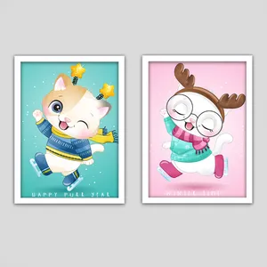 استیکر دیواری کودک جیک جیک مدل گربه های شاد G-13 مجموعه دو عددی